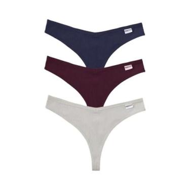 Imagem de Conjunto De 3 Peças De Tangas Femininas Sexy De Algodão Com Cintura Em