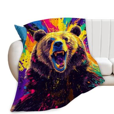 Imagem de Cobertor de urso, cobertor de urso marrom, presentes de animais selvagens, cobertores de flanela de lã para homens, meninos, mulheres, amantes de adultos, roupa de cama macia, presente para sofá-cama