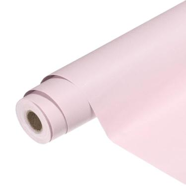 Imagem de HARFINGTON Papel de parede de PVC 55 cm x 500 cm à prova d'água autoadesivo decorativo papel de contato de pano removível para móveis de armário de cozinha e quarto, rosa