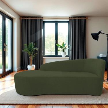 Imagem de Recamier Curvo Orgânico 160cm 2 Lugares Lado Esquerdo para Sala de Estar Linho Paris Verde