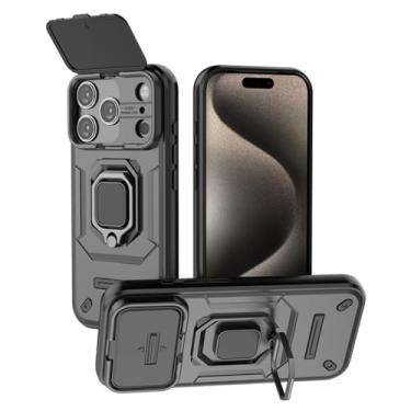 Imagem de MRRSIWEI Capa para IPE 107 Pro Max com capa deslizante para câmera, capa resistente à prova de choque de grau militar com suporte de anel magnético para APP 107 Pro Max - armadura preta