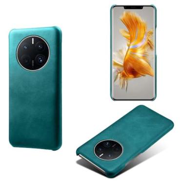 Imagem de Capa para Huawei Mate 50 PRO,Proteção contra quedas,Casca de volta de cor sólida simples,Design de couro de imitação de plástico-Green