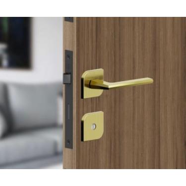 Imagem de Fechadura banheiro roseta design dourada zamac - 3F