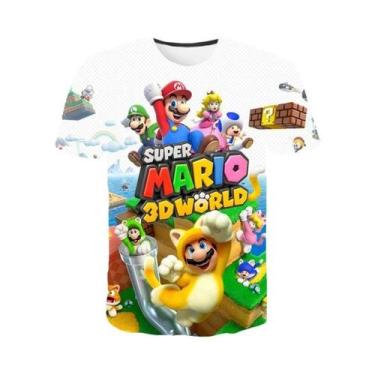 Imagem de Camiseta Infantil De Manga Curta Com Desenho Animado Super Mario Drago