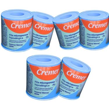Imagem de Fita Microporosa Branca 5cmX4,5m curativo hipoalergico-6 Unidades
