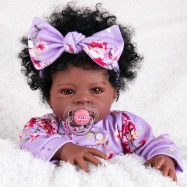 Imagem de Boneca Reborn Aori Black American Girl 50 cm com roupas