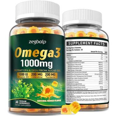 Imagem de Suplemento de ômega-3 Gummies ZEGBALP 1000mg vegano para mulheres e ho
