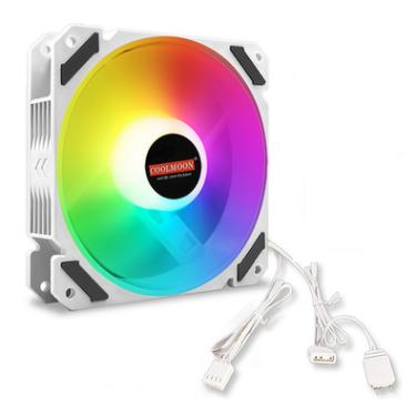 Imagem de Cooler Fan Coolmoon, 120mm, Branco, ARGB 5v, Pwm 4 Pinos, 1800 RPM, CM-NORTHWIND