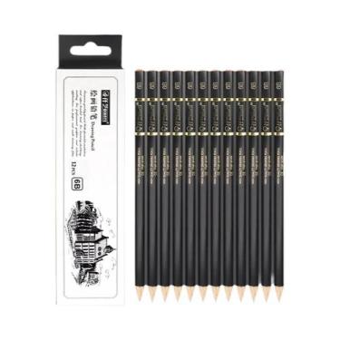 Imagem de Conjunto De 12 Lápis De Desenho Profissional 4H a 14B Materiais De Art