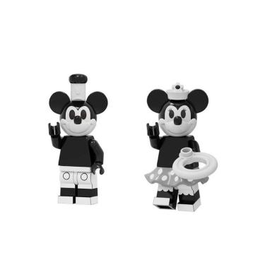 Imagem de Kit Bonecos Mickey E Minnie Retro Bloco De Montar