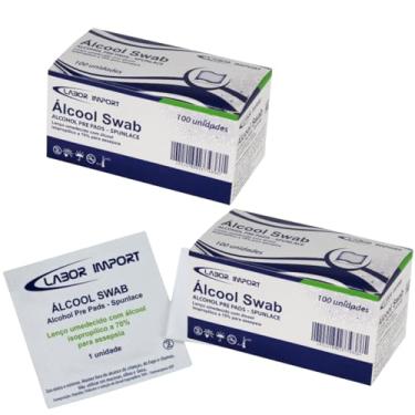 Imagem de Lenço Umedecido Álcool Swab 3cm x 6,5cm | Kit com 2 Pacotes de 100