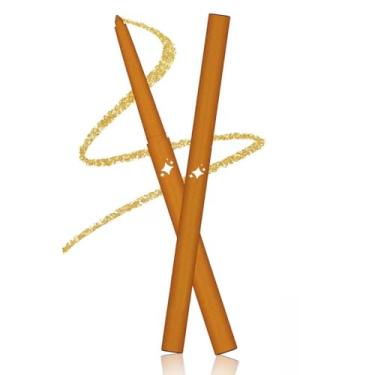 Imagem de Wavuketu Delineador dourado à prova d'água retrátil dourado glitter lápis delineador à prova de manchas hipoalergênico de longa duração (02# dourado cintilante)