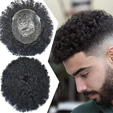 Imagem de LYRICAL HAIR Peruca Afro para Homens Negros 6 mm Cabelo Humano Ondulado Afro Masculino Sistemas de Substituição Pele Fina Poli Injeção de Pu Peruca Masculina Afro-Americana Unidade Encaracolado Crespo