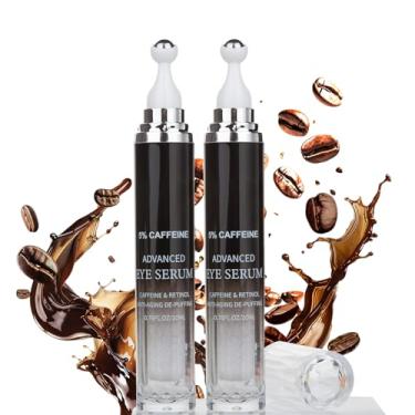 Imagem de Creme para olhos com cafeína para inchaço e olheiras, creme sob os olhos para olhos inchados, bolsas e rugas, 2 unidades de soro antienvelhecimento com rolo sob os olhos, reduz linhas finas e hidrata