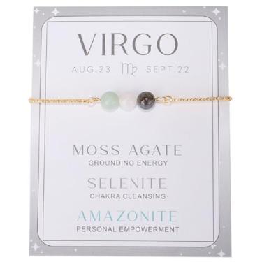 Imagem de COLORFUL BLING Pulseiras com contas do zodíaco, cristal de cura, 12 constelações, pedra natural, chacra, elástico, pulseiras ajustáveis, pedra do nascimento, alívio da ansiedade, pulseiras com contas