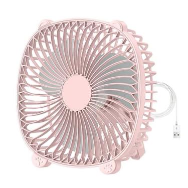 Imagem de Soseelnee Ventilador de mesa com fio USB, refrigerador silencioso pequeno de 17,8 cm, ventiladores de resfriamento de mesa para uso em casa, escritório, cozinha, carro (rosa)