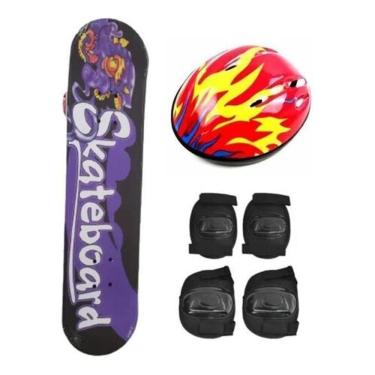 Imagem de Skate Infantil Com Kit De Proteção E Bolsa Estampas Variadas