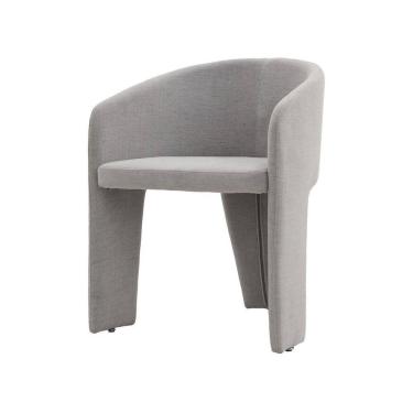 Imagem de Cadeira De Jantar Cinza Estofado Em Bouclê E Base Reforçada