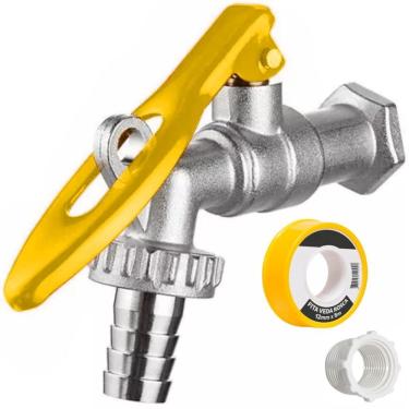 Imagem de Torneira De Metal Porta Cadeado + Bucha Redução + Veda Rosca