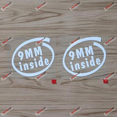 Imagem de Adesivo de vinil para carro 2X branco 4" 9 mm dentro engraçado Rifle decalque para-choque