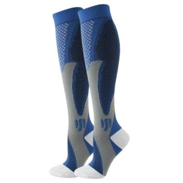 Imagem de Meia De Compressão Esportiva Cano Alto 3/4 Corrida Ciclismo Para Trata