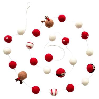 Imagem de shamjina Guirlanda de bolas de feltro de Natal, guirlanda criativa para festas de fim de ano, faixa multiuso, bandeirinhas para lareira interna e externa, Alce
