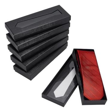 Imagem de FINGERINSPIRE 6 caixas de embrulho de presente 23 x 8,5 x 3,3 cm preto retangular papel papelão caixas de armazenamento com janela visível meia caixa de embalagem de presente para dia dos namorados