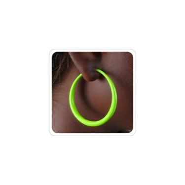 Imagem de Brincos de argola femininos modernos dos anos 80 e 90 brincos de neon brilhantes de Natal para filha mãe acessórios bijuterias de fantasia, 1.57, Metal, Sem pedra preciosa