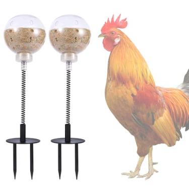 Imagem de moyardow Peck Toy, bola de alimentação lenta de galinha e brinquedos de enriquecimento, brinquedos de galinheiro para galinhas pássaros papagaios (pacote com 2)