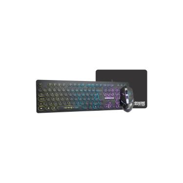 Imagem de Kit Gamer K-mex Teclado Gamer Km7628 RGB Steampunk + Mouse Gamer Mod734 + Mouse Pad Pad Fxx