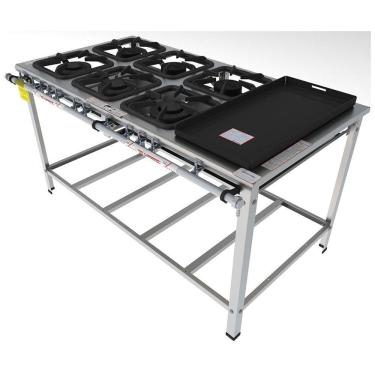 Imagem de Fogão Industrial Inox Gastromaq 6 Bocas Encosto Mista com Chapa FGI306EMCH