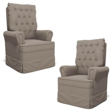 Imagem de Kit 02 Poltronas de Amamentação e Descanso Com Balanço Laís G05 Veludo Areia - Mpozenato