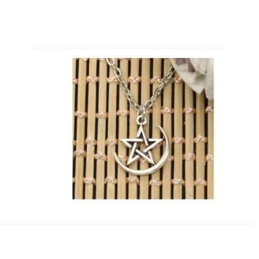 Imagem de Colar Pingente Pentagrama Estrela 5 Pontas Prateado