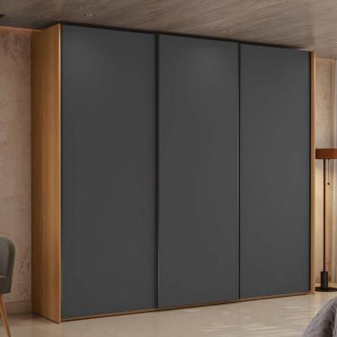 Imagem de Guarda-Roupa Casal Castelar 3 Portas 4 Gavetas Canela/Grafite - Kappesberg