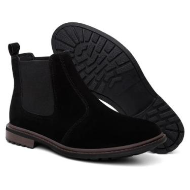 Imagem de Botina Rústica Confortavel Couro Camurça Masculino - S/M, Preto, 35