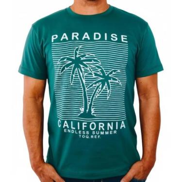 Imagem de camiseta masculina algodão estampada marca toqref, Verde escuro, P