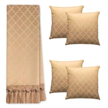Imagem de Kit Manta Xale Para Sofá E Cama Cores Com 4 Capas de Almofada (2,80 X 3,00,TEAR 20 COBRE)