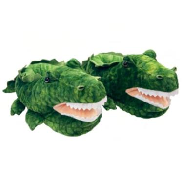 Imagem de OoohGeez! Pantufas De Pelúcia Fofas Jacaré Para Crianças, Chinelos Engraçados E Confortáveis Meninos Meninas, Pantanosos, Tamanhos 1 A 4