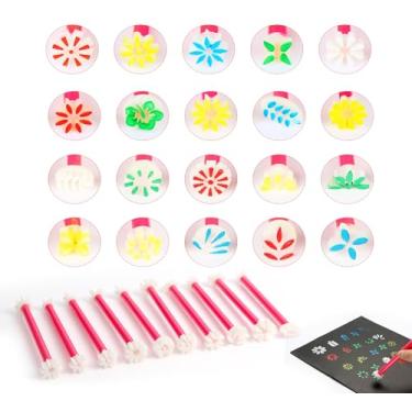 Imagem de DAFENCHI Ferramentas de pontilhamento de flores para pintura de mandala, 20 formas de canetas de pontilhamento floral, ferramenta de gravação de pintura de arte de mandala para pedras, 10 canetas