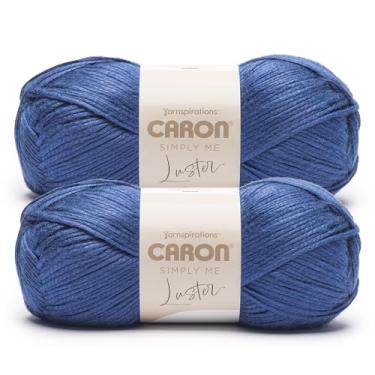 Imagem de Caron Fio azul elétrico Simply Me Luster - 2 pacotes de 170 g - 65% nylon, 35% acrílico - #4 penteado (médio) - 360 jardas - tricô/crochê
