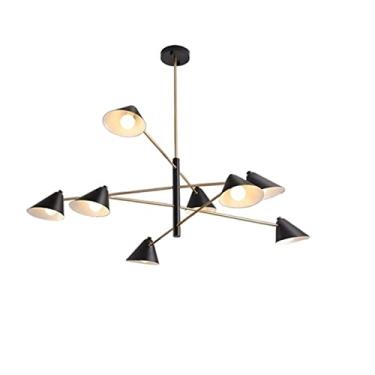 Imagem de Lustre moderno criativo cone metal sombra lustre meados do século ramo tubo pingente luz multi-cabeça ajustável pendurado teto luminária para sala de jantar quarto fazenda restaurante (taman