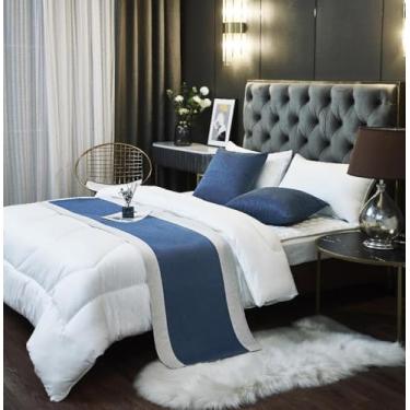 Imagem de Cachecol de cama de hotel, luxuoso, cor sólida, colchas, decorativo, macio, confortável, protetor de cama para quarto sem desbotamento, toalha de cama para solteiro, queen king, tamanho azul||50 x 210