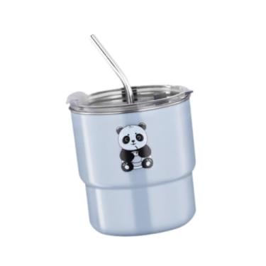 Imagem de KiBcsLic Caneca térmica reutilizável com tampa deslizante de 450 ml para caminhadas ao ar livre, copo térmico com isolamento térmico de aço inoxidável, Azul