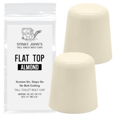 Imagem de Stinky John's Tall Toilet Bolt Caps: Don't Cut Those Bolts! 100% feito nos EUA, tampas de parafuso de vaso sanitário, tampas de parafuso, ajuste universal, pacote com 2 partes superiores planas em