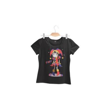 Imagem de Camiseta feminina Pomni Circo Digital - preta - Lightbek Official Stor