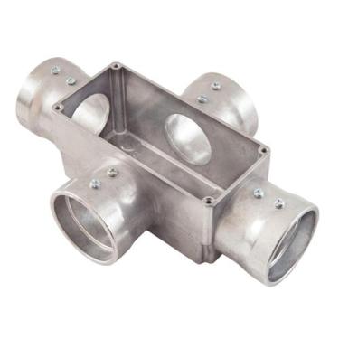 Imagem de Condulete Modelo X Em Alumínio 2 1/2 Sem Rosca Sieg Prateado