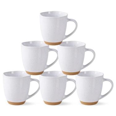 Imagem de Canecas de café AmorArc Ceramic 350ml, conjunto de 6 brancas rústicas