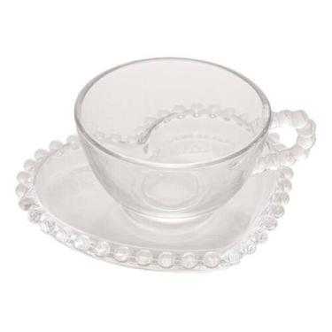 Imagem de Conjunto 4 Xícaras Chá com Pires Coração Cristal Pearl 180 ml Wolff, T