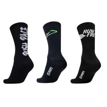 Imagem de Kit 03 Pares Meia HUPI Corrida Tamanho LT 34-38 Preto, Preto, 34-38