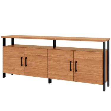 Imagem de Aparador Buffet Para Sala de Jantar 4 Portas Industrial Suria D03 Freijó Preto Fosco - Lyam Decor